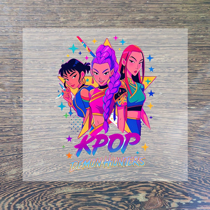 K Pop Demon Hunters Cartoon Iron on Patches for Clothing Kawaii DIY Heat Transfer Stickers Adult Children Clothes Custom Sticker