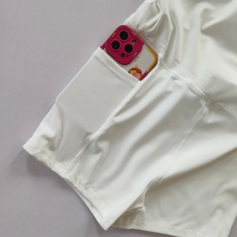 Sports Yoga Skirt Badminton Tennis Skirt Pants Half-body Quick Drying Pocket Skirt Side Split Strap Skirt Pants For Outwear