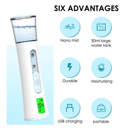 Double Spray-head Nano Facial Steamer Skin Test Mist Spray Cleaning Pores Water SPA Hydrating Face Sprayer Skin Care USB Charge