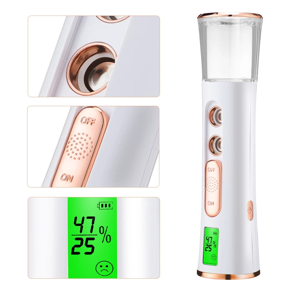 Double Spray-head Nano Facial Steamer Skin Test Mist Spray Cleaning Pores Water SPA Hydrating Face Sprayer Skin Care USB Charge
