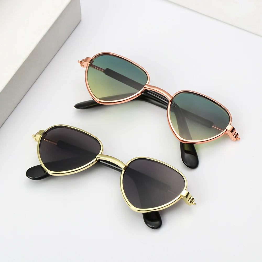 1Pc 8cm Heart-Shape Doll Sunglasses Cute Mini Plush Doll Eyeglasses Pet Eyewear Fashion Doll Accessories Kids Girls Gift