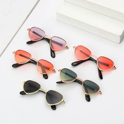 1Pc 8cm Heart-Shape Doll Sunglasses Cute Mini Plush Doll Eyeglasses Pet Eyewear Fashion Doll Accessories Kids Girls Gift