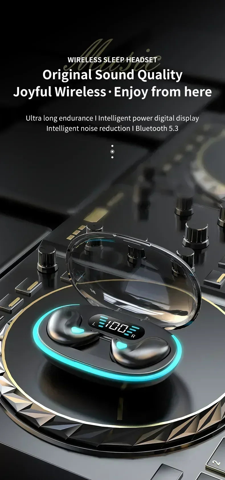 X55 Earphones Wireless Earphones Headphones Noise Reduction Sport Game Sleep Bluetooth 5.0 Earbuds HIFI