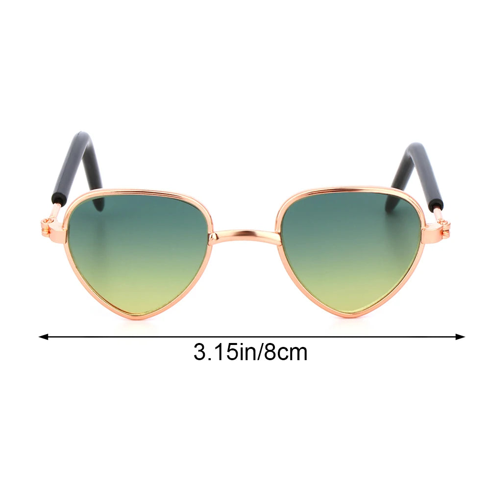 1Pc 8cm Heart-Shape Doll Sunglasses Cute Mini Plush Doll Eyeglasses Pet Eyewear Fashion Doll Accessories Kids Girls Gift