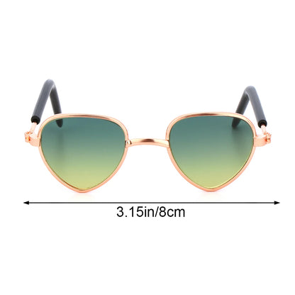 1Pc 8cm Heart-Shape Doll Sunglasses Cute Mini Plush Doll Eyeglasses Pet Eyewear Fashion Doll Accessories Kids Girls Gift