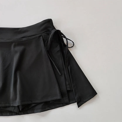 Sports Yoga Skirt Badminton Tennis Skirt Pants Half-body Quick Drying Pocket Skirt Side Split Strap Skirt Pants For Outwear