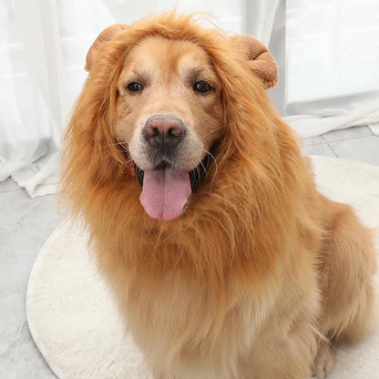 Cute Pet Dog Cosplay Clothes Lion Mane For Dog Costumes Realistic Lion Wig For Medium to Large Dogs With Ear Pet Accessories