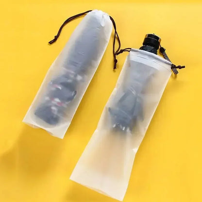 10pcs Beam Mouth Waterproof Umbrella Storage Bag Plastic Bag Drawstring Bag Translucent Bag Out Storage Vehicle-mounted Wet Bag