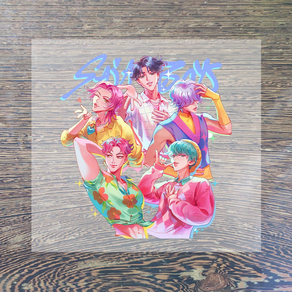 K Pop Demon Hunters Cartoon Iron on Patches for Clothing Kawaii DIY Heat Transfer Stickers Adult Children Clothes Custom Sticker