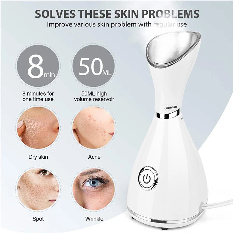 Nano Ionic Face Steamer Deep Clean Moisturizing Steaming Face Skin Care Hot Cold Sprayer Facial Steamer Spa Care Sauna Sprayer