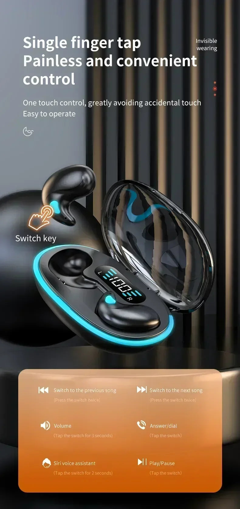 X55 Earphones Wireless Earphones Headphones Noise Reduction Sport Game Sleep Bluetooth 5.0 Earbuds HIFI