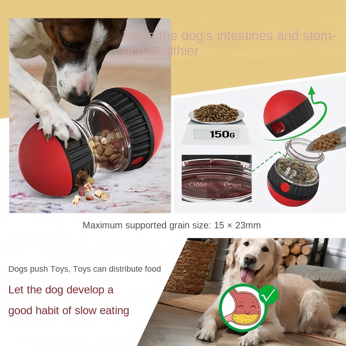 pet Dog Leaky Food Toy Tumbler Leaky Food Ball Elliptical Rolling Ball Slowly Feeding Protects Stomach Increase Intelligence dog