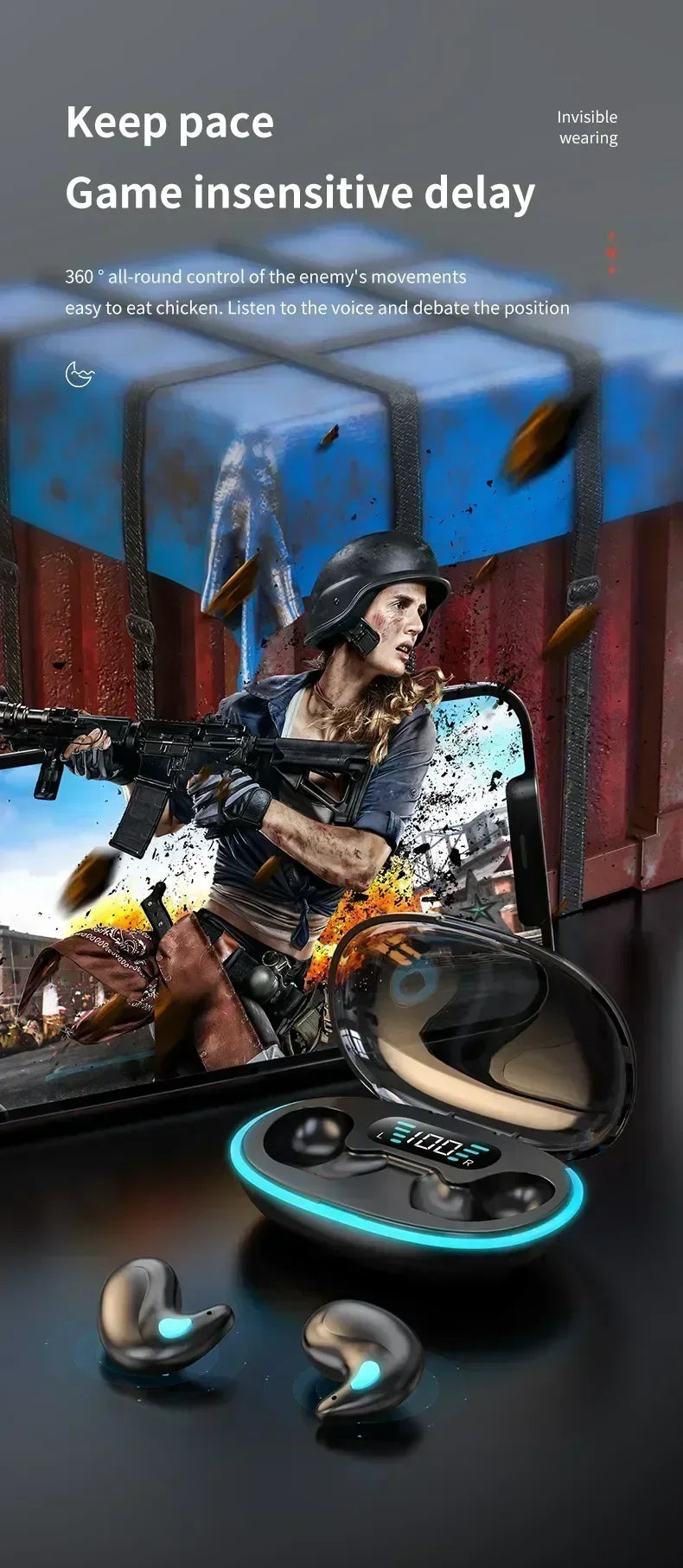 X55 Earphones Wireless Earphones Headphones Noise Reduction Sport Game Sleep Bluetooth 5.0 Earbuds HIFI