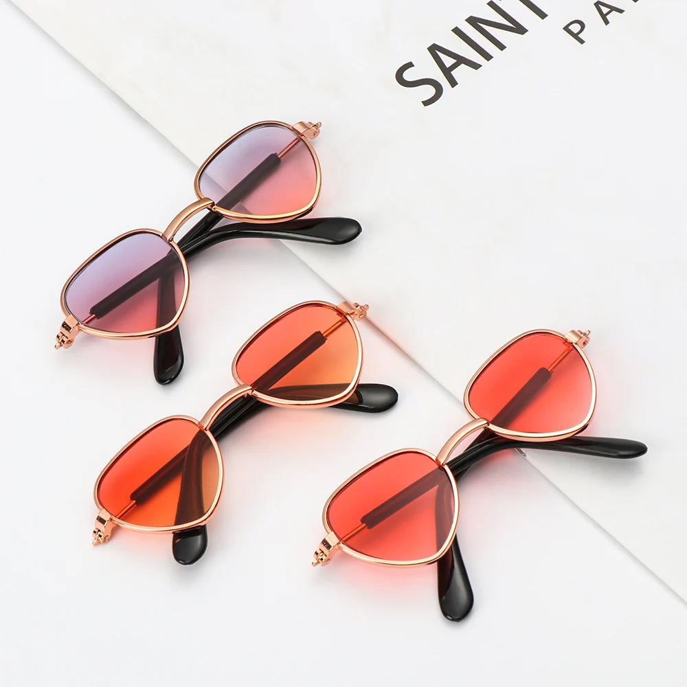 1Pc 8cm Heart-Shape Doll Sunglasses Cute Mini Plush Doll Eyeglasses Pet Eyewear Fashion Doll Accessories Kids Girls Gift