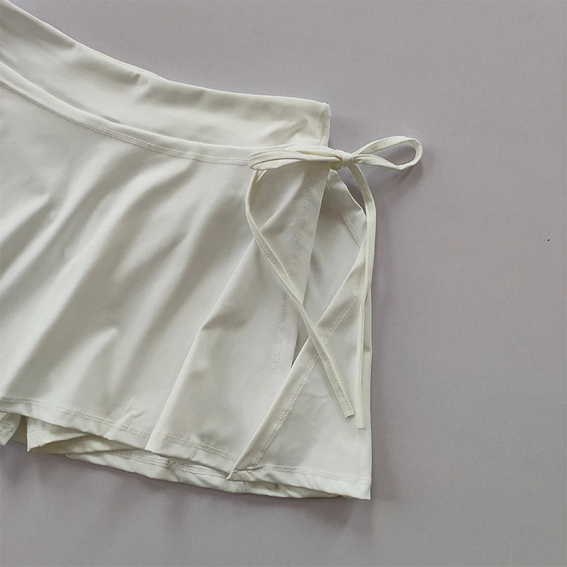 Sports Yoga Skirt Badminton Tennis Skirt Pants Half-body Quick Drying Pocket Skirt Side Split Strap Skirt Pants For Outwear