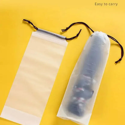 10pcs Beam Mouth Waterproof Umbrella Storage Bag Plastic Bag Drawstring Bag Translucent Bag Out Storage Vehicle-mounted Wet Bag