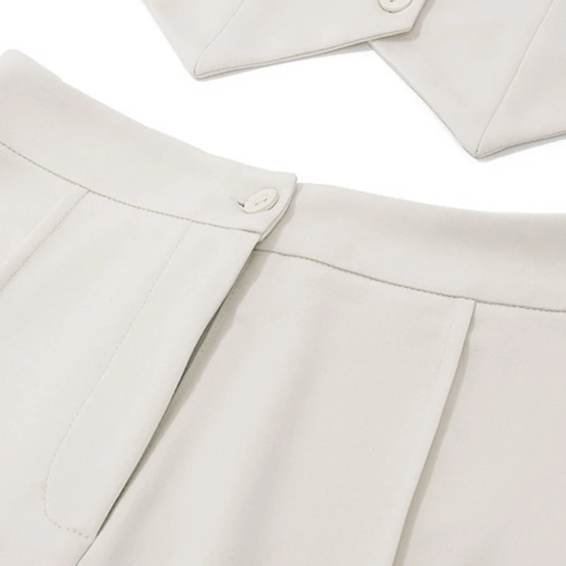 Fairycore Buttom Up Backless Halter Neck Crop Tops +Mini Skirt Matching Suit Outfits Hotsweet 2 Piece Skirt Set Streetwear