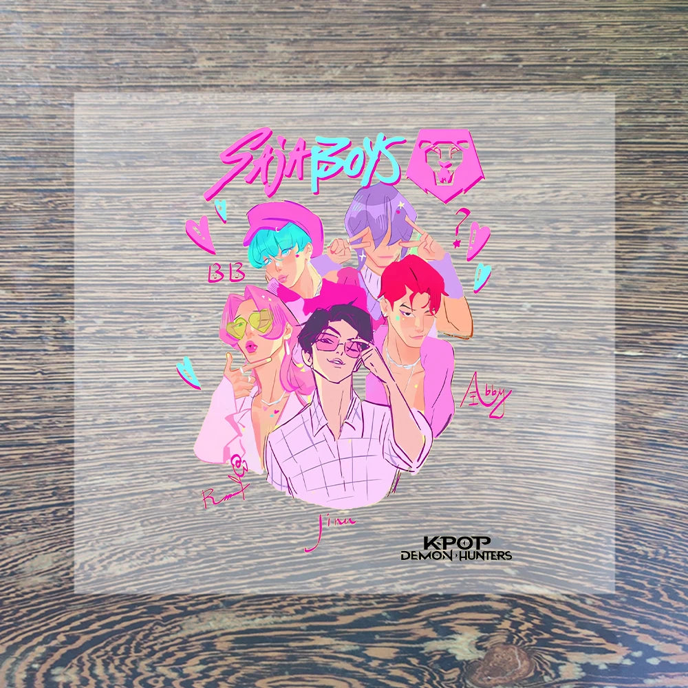 K Pop Demon Hunters Cartoon Iron on Patches for Clothing Kawaii DIY Heat Transfer Stickers Adult Children Clothes Custom Sticker