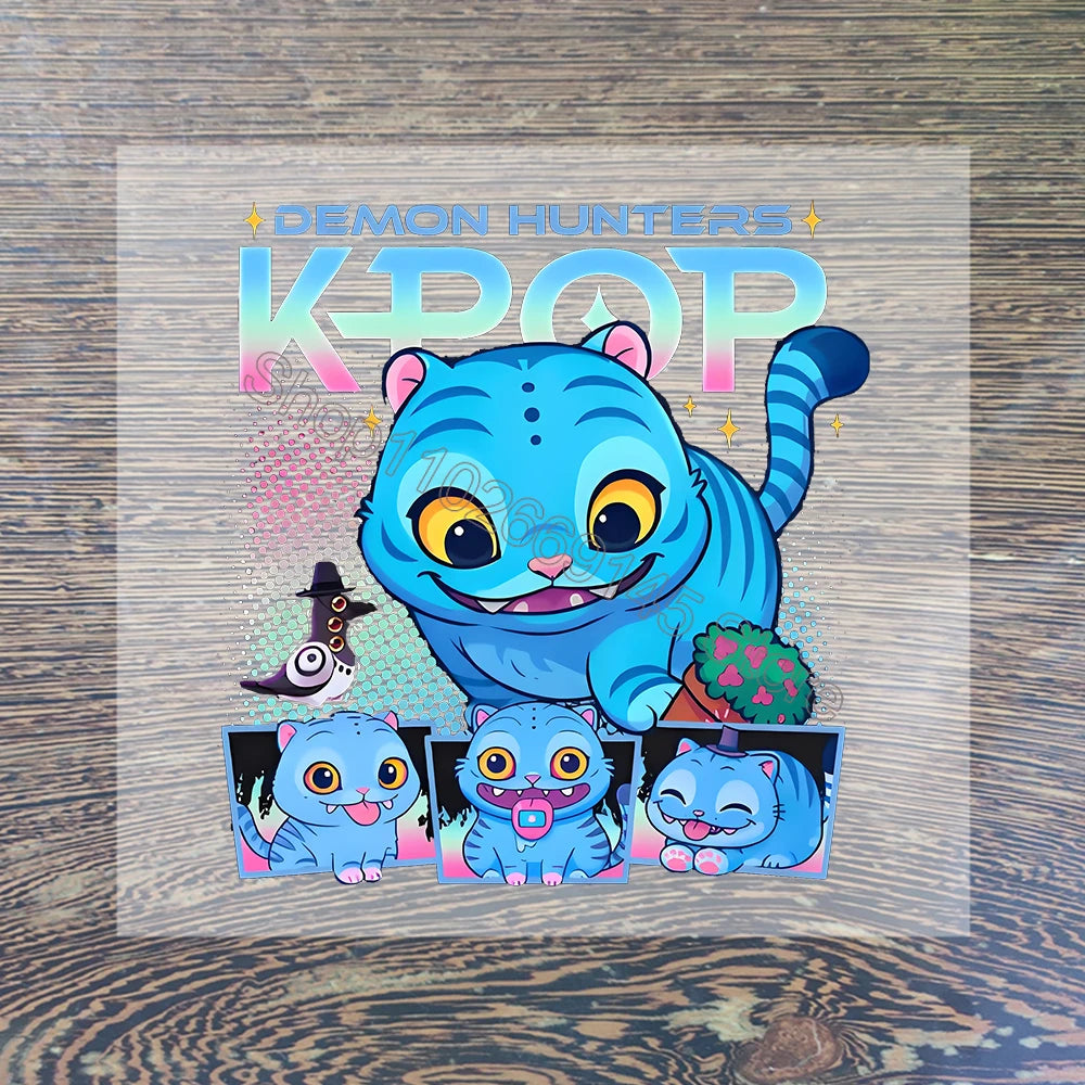 K Pop Demon Hunters Cartoon Iron on Patches for Clothing Kawaii DIY Heat Transfer Stickers Adult Children Clothes Custom Sticker