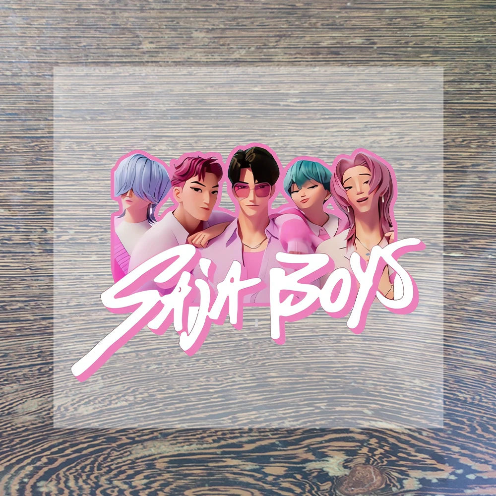 K Pop Demon Hunters Cartoon Iron on Patches for Clothing Kawaii DIY Heat Transfer Stickers Adult Children Clothes Custom Sticker