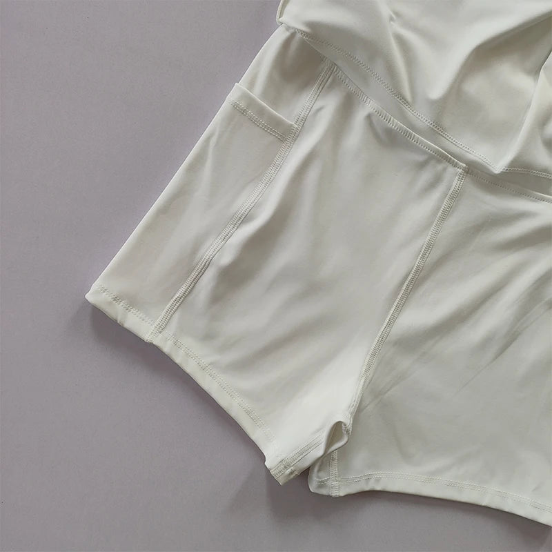 Sports Yoga Skirt Badminton Tennis Skirt Pants Half-body Quick Drying Pocket Skirt Side Split Strap Skirt Pants For Outwear